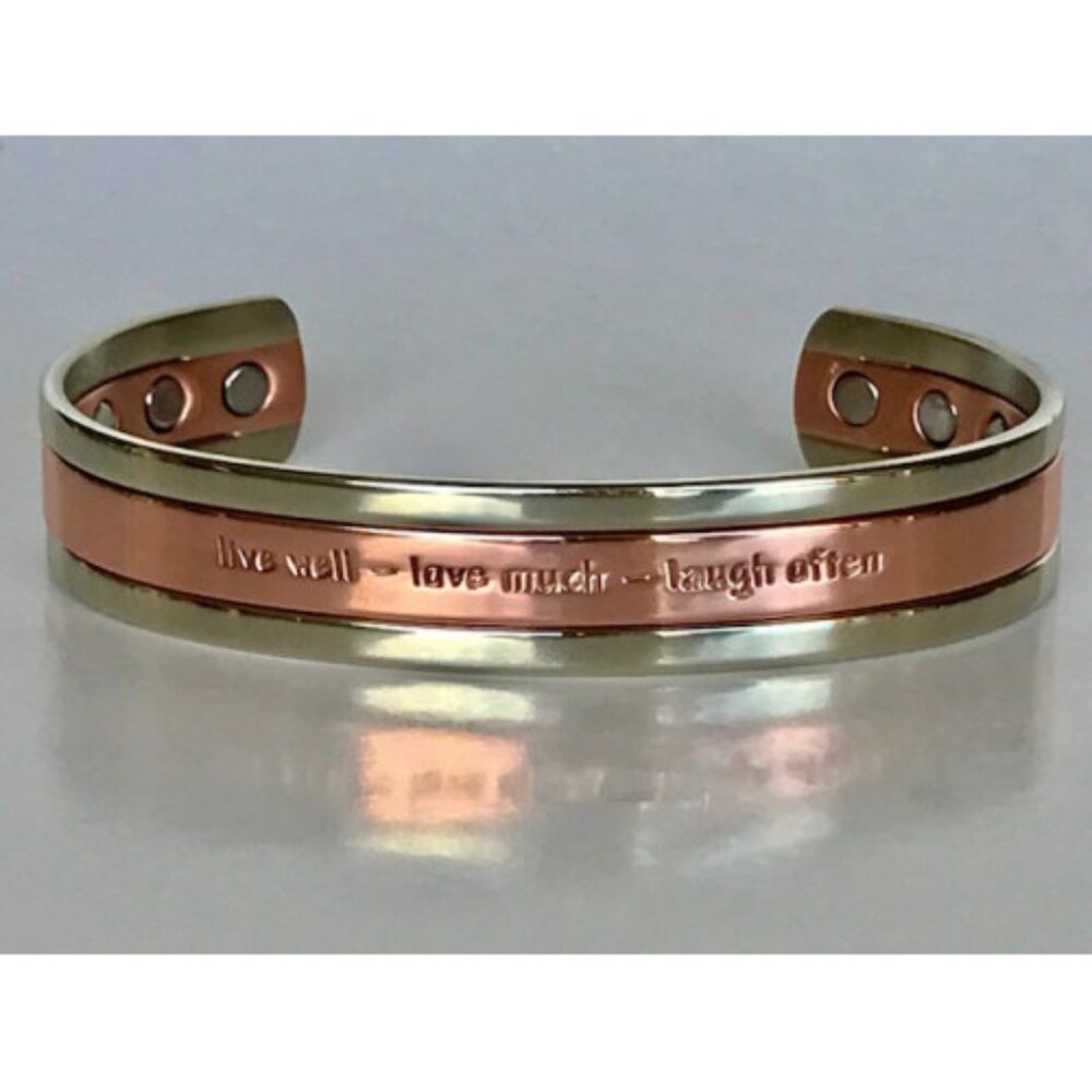 "Live well-love much-laugh often" Solid Handmade Copper Cuff Bracelets